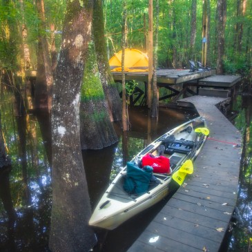 camping, kayak, paddling, platform, North Carolina