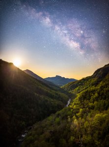 Milky Way, moonrise, linville gorge